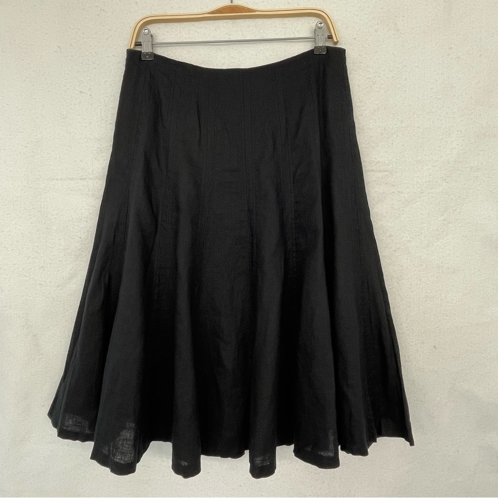 Ralph Lauren 100% Linen black fit & flare circle skirt lined gored size 6​​​